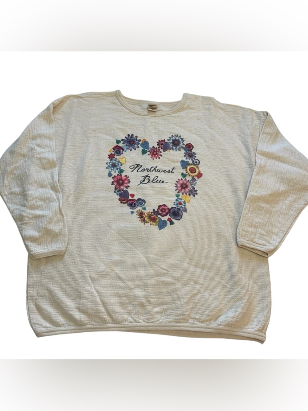 NorthWest Blue Vintage Cotton Gauze Floral 90s Pullover Sweatshirt  Size OSFM